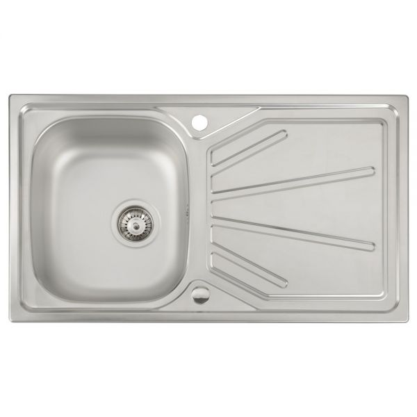 Abode Trydent Inset Single Bowl Stainless Steel Kitchen Sink with Drainer