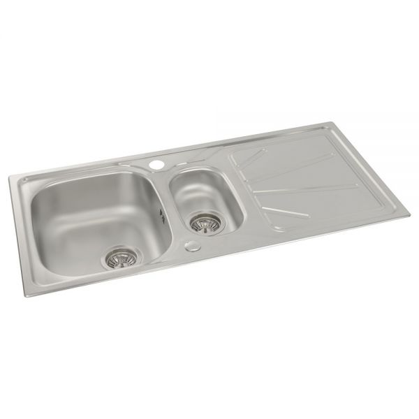 Abode Trydent Inset 1.5 Bowl Stainless Steel Kitchen Sink with Drainer #2