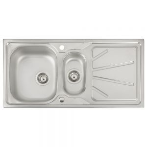 Abode Trydent Inset 1.5 Bowl Stainless Steel Kitchen Sink with Drainer