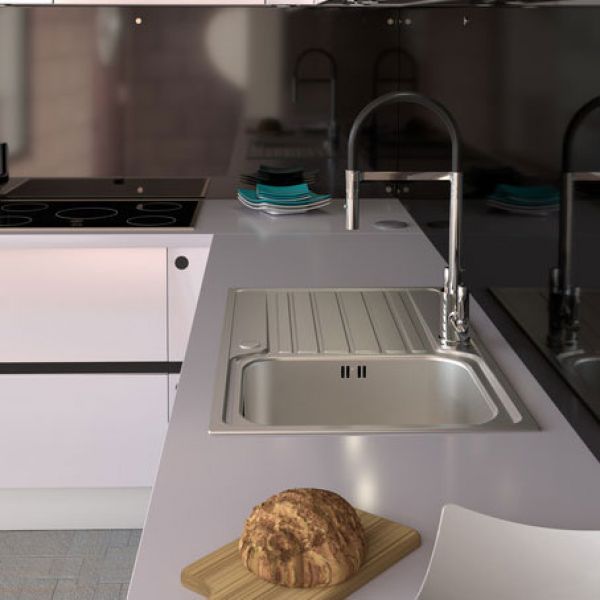 Abode Connekt Inset Single Bowl Stainless Steel Kitchen Sink with Drainer #3