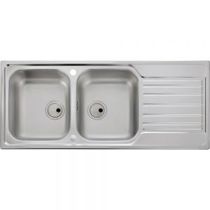 Abode Connekt Inset Two Bowl Stainless Steel Kitchen Sink with Drainer