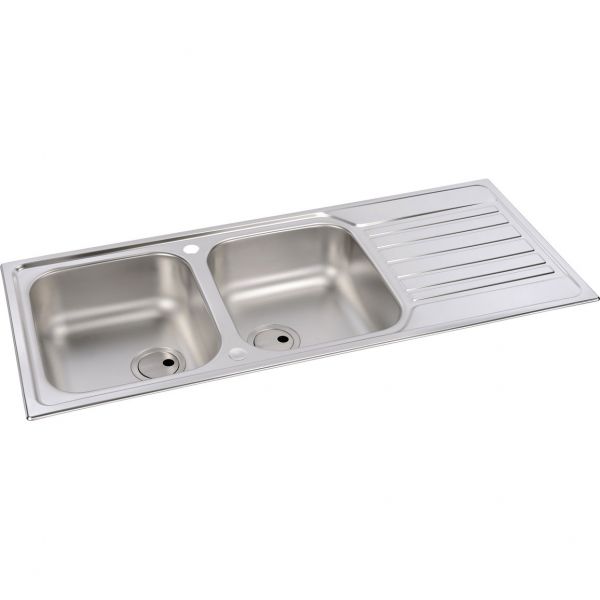 Abode Connekt Inset Two Bowl Stainless Steel Kitchen Sink with Drainer #2