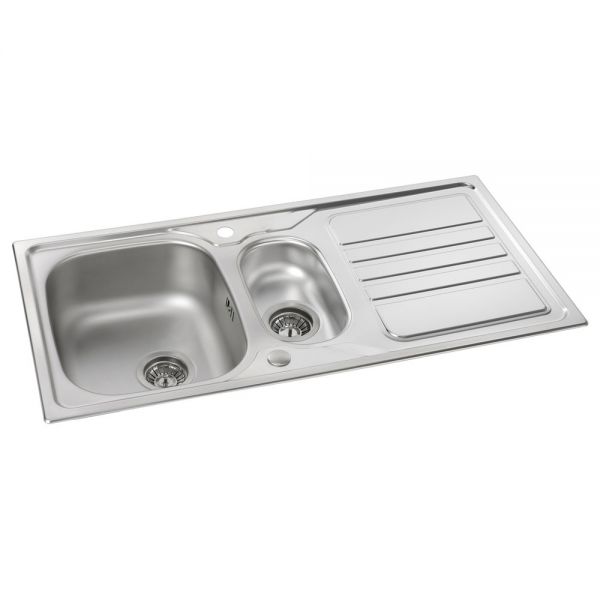 Abode Mikro Inset 1.5 Bowl Stainless Steel Kitchen Sink with Drainer #2