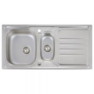 Abode Mikro Inset 1.5 Bowl Stainless Steel Kitchen Sink with Drainer