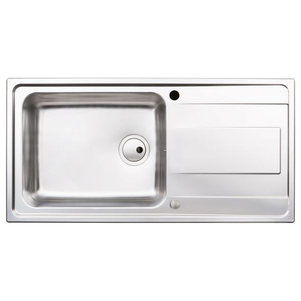 Abode Ixis Inset Single Bowl Stainless Steel Kitchen Sink with Drainer
