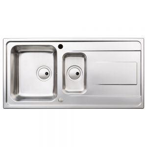 Abode Ixis Inset 1.5 Bowl Stainless Steel Kitchen Sink with Drainer