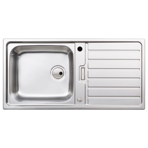 Abode Neron Inset Single Bowl Stainless Steel Kitchen Sink with Drainer