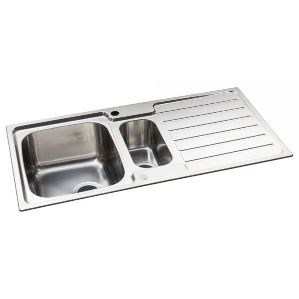 Abode Neron Inset 1.5 Bowl Stainless Steel Kitchen Sink with Drainer #2