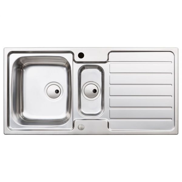 Abode Neron Inset 1.5 Bowl Stainless Steel Kitchen Sink with Drainer