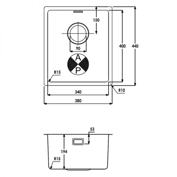 Abode Matrix R15 Undermount or Inset Single Bowl Stainless Steel Kitchen Sink #3
