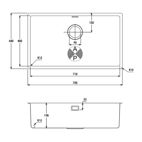 Abode Matrix R15 Undermount or Inset Extra Large Single Bowl Stainless Steel Kitchen Sink #3