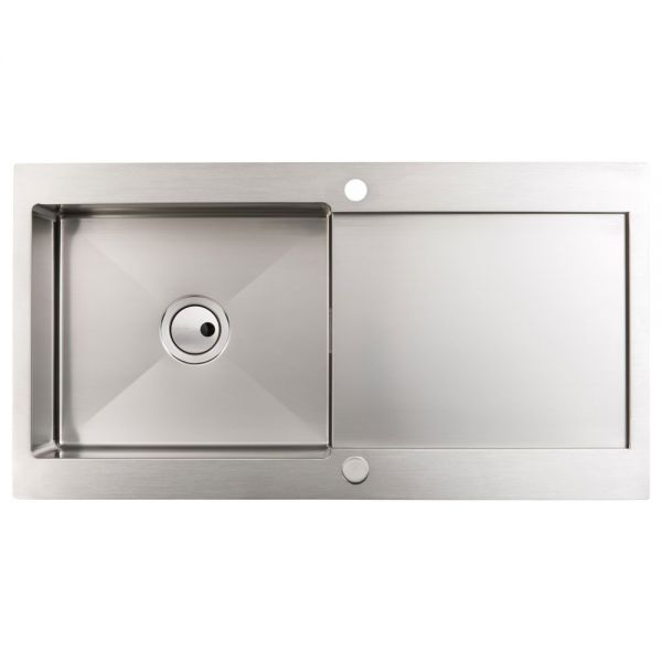 Abode Verve Inset Single Bowl Stainless Steel Kitchen Sink with Drainer