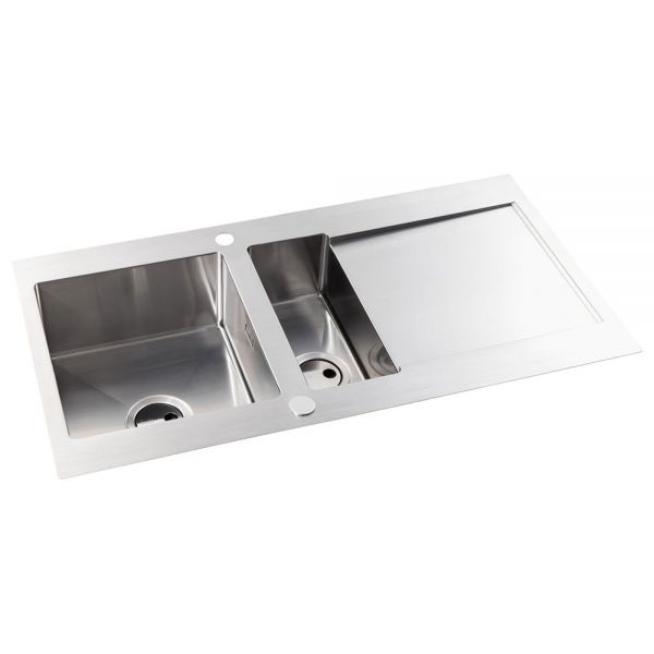 Abode Verve Inset 1.5 Bowl Stainless Steel Kitchen Sink with Drainer #2