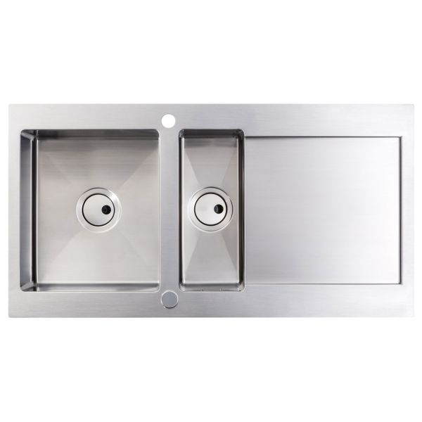 Abode Verve Inset 1.5 Bowl Stainless Steel Kitchen Sink with Drainer