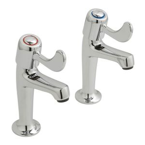 Vado Axces Astra Chrome High Neck Kitchen Pillar Taps with Lever Handles