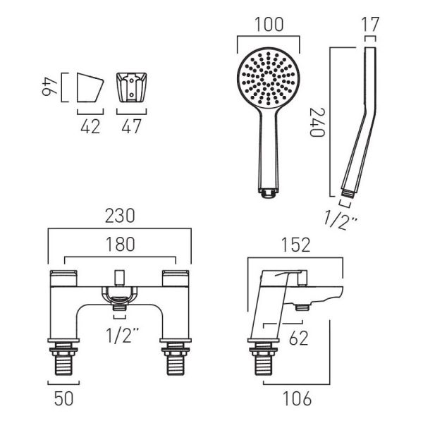 Vado Axces Ava Chrome Bath Shower Mixer Tap #3