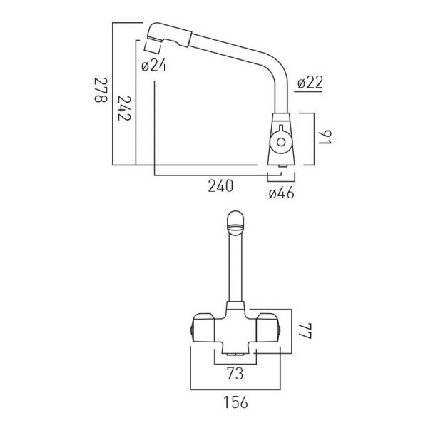 Vado Axces Base Chrome Mono Kitchen Mixer Tap #2