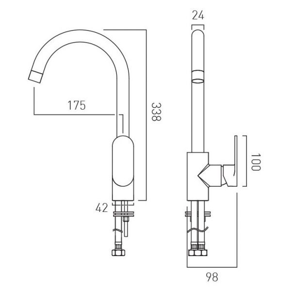 Vado Axces Metiz Chrome Mono Kitchen Mixer Tap #3