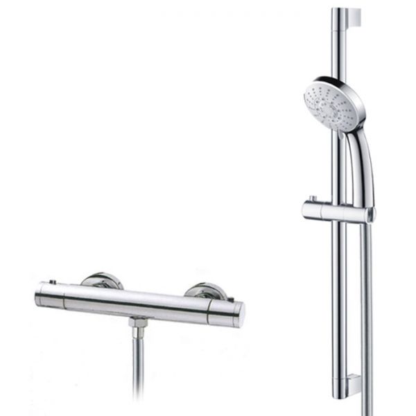 Abacus Emotion Chrome Thermostatic Bar Shower Valve with Riser Rail Kit