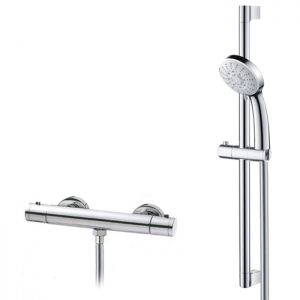 Abacus Emotion Chrome Thermostatic Bar Shower Valve with Riser Rail Kit