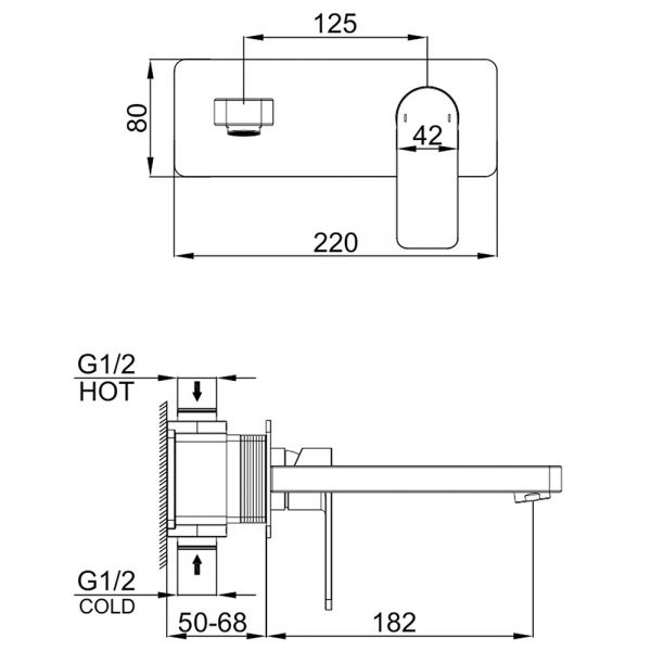 Abacus Edge Anthracite Wall Mounted Basin Mixer Tap #2