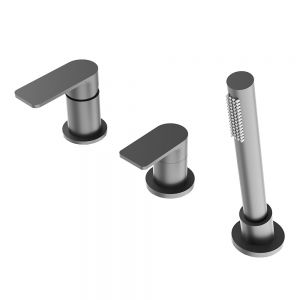 Abacus Edge Anthracite Deck Mounted 3 Hole Bath Shower Mixer Tap