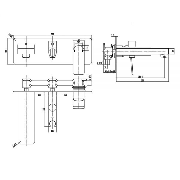 Abacus Edge Anthracite Wall Mounted Bath Shower Mixer Tap #2