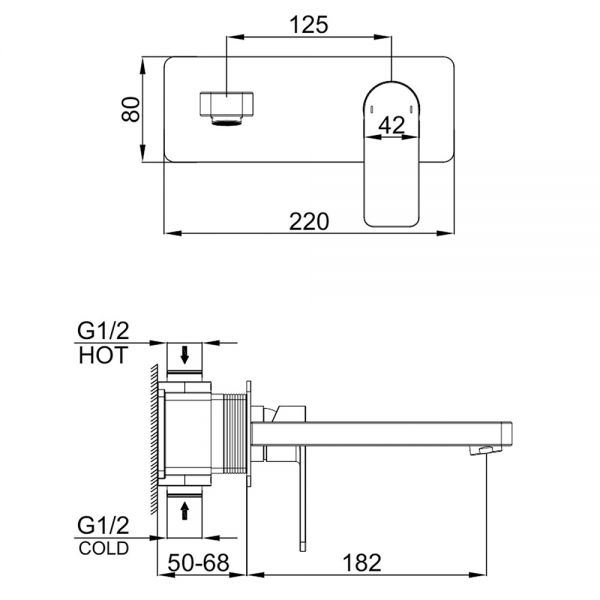 Abacus Edge Brushed Brass Wall Mounted Basin Mixer Tap #2
