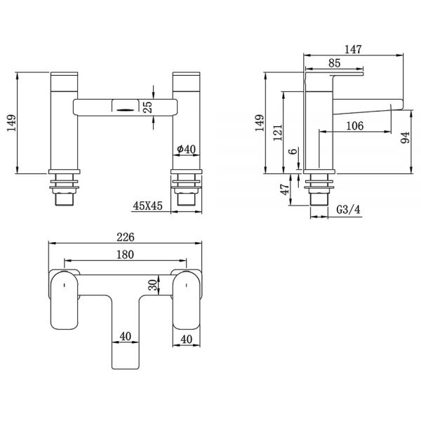 Abacus Edge Chrome Bath Filler Tap #2
