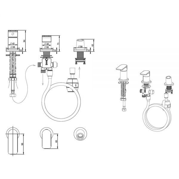 Abacus Edge Chrome Deck Mounted 3 Hole Bath Shower Mixer #2