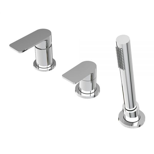 Abacus Edge Chrome Deck Mounted 3 Hole Bath Shower Mixer