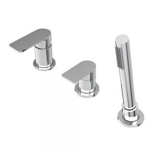 Abacus Edge Chrome Deck Mounted 3 Hole Bath Shower Mixer