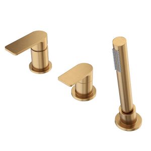 Abacus Edge Brushed Brass Deck Mounted 3 Hole Bath Shower Mixer