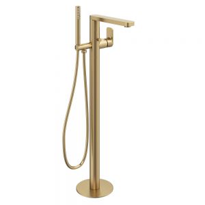 Abacus Edge Brushed Brass Floor Standing Bath Shower Mixer Tap