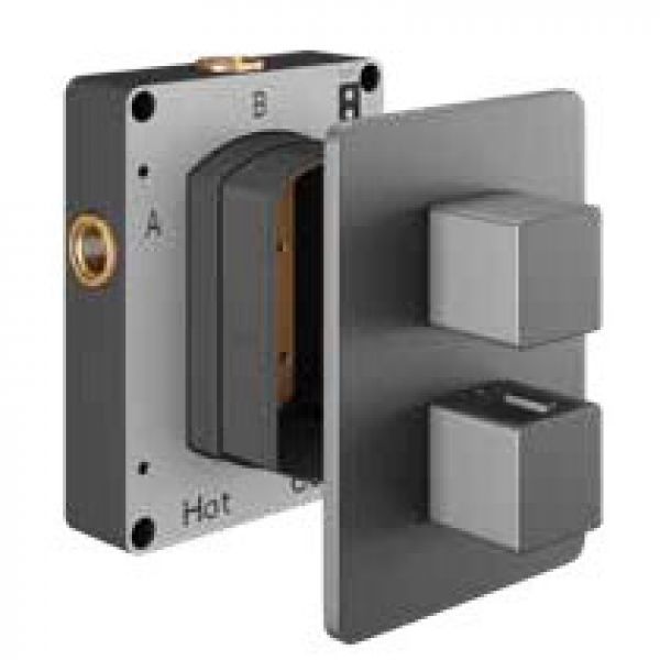 Abacus Edge Anthracite Three Outlet Square Thermostatic Shower Valve
