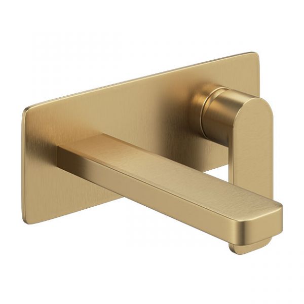 Abacus Edge Brushed Brass Wall Mounted Basin Mixer Tap