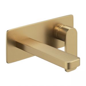 Abacus Edge Brushed Brass Wall Mounted Basin Mixer Tap