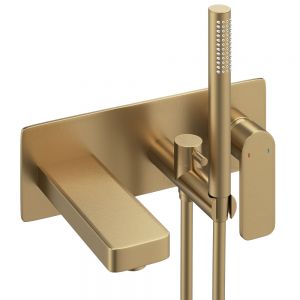 Abacus Edge Brushed Brass Wall Mounted Bath Shower Mixer Tap