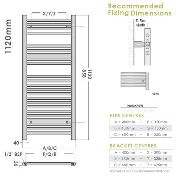 Abacus Linea White Towel Rail 1120 x 400mm #2