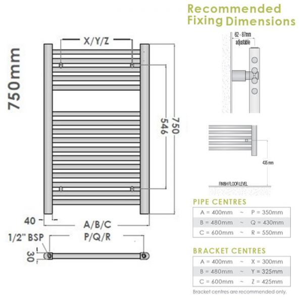Abacus Linea Chrome Towel Rail 750 x 480mm #2