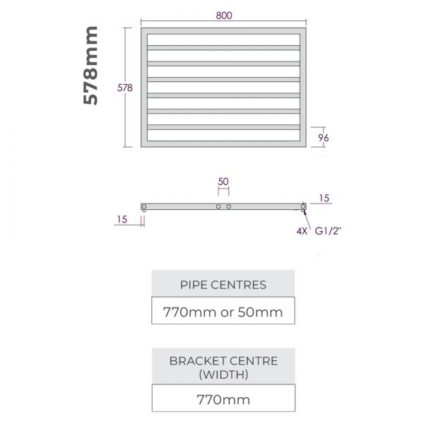 Abacus Metro White Towel Rail 578 x 800mm #2