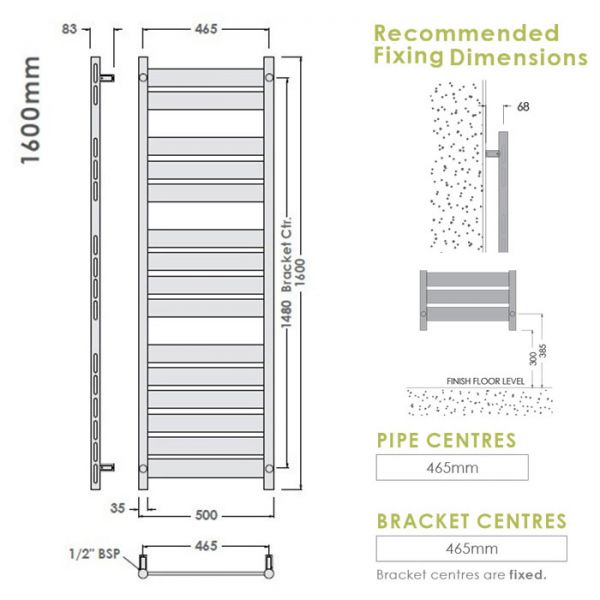 Abacus Plana Chrome Towel Rail 1600 x 500mm #2