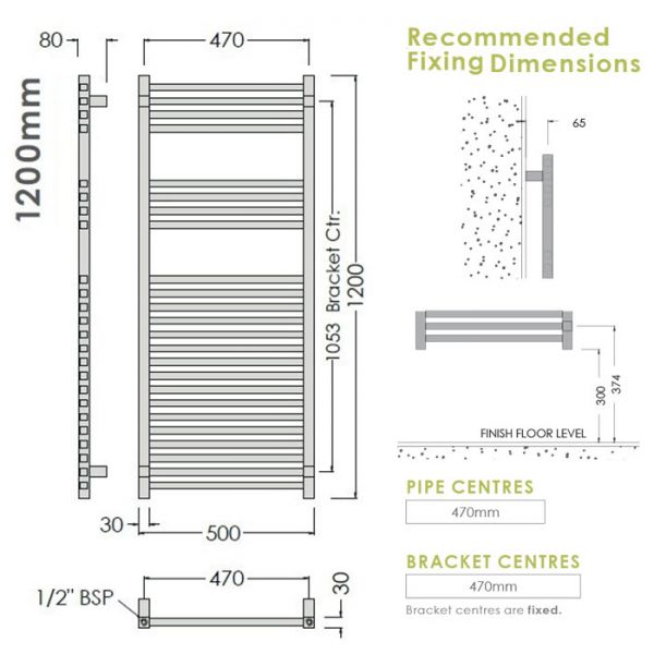 Abacus Quadris Terra Matt Towel Rail 1200 x 500mm #2