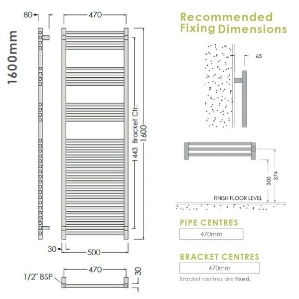 Abacus Quadris Chrome Towel Rail 1600 x 500mm #2