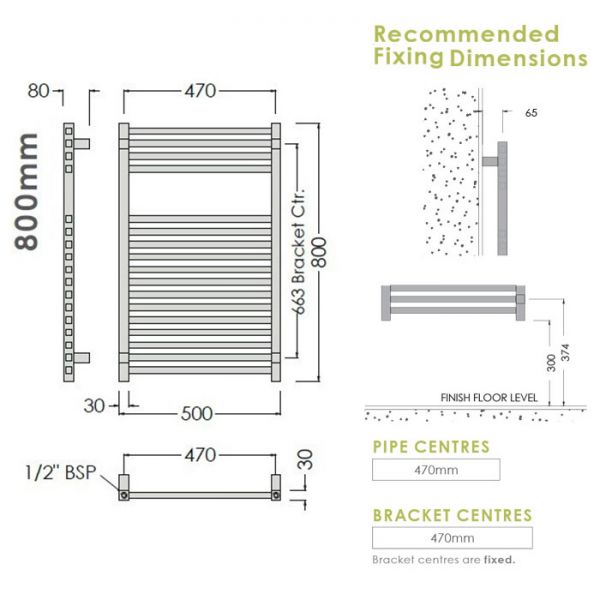 Abacus Quadris Chrome Towel Rail 800 x 500mm #2