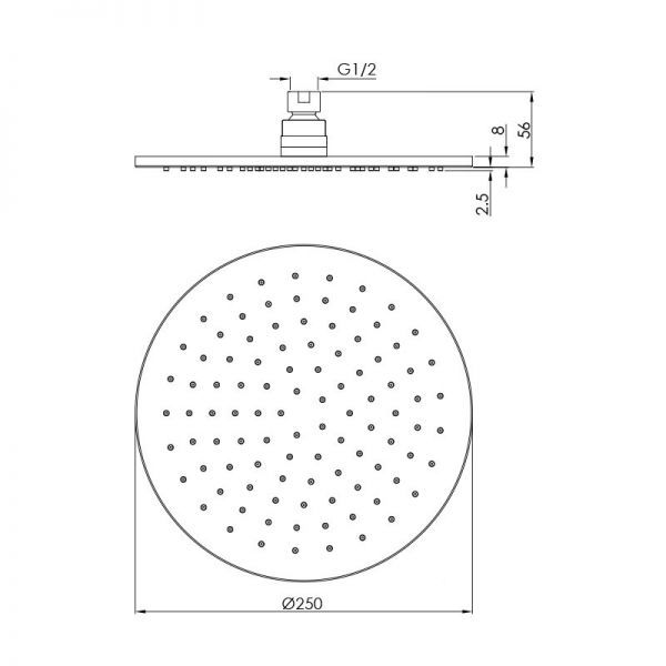 Abacus Brushed Nickel 250mm Round Shower Head with Ceiling Mounted Shower Arm #3