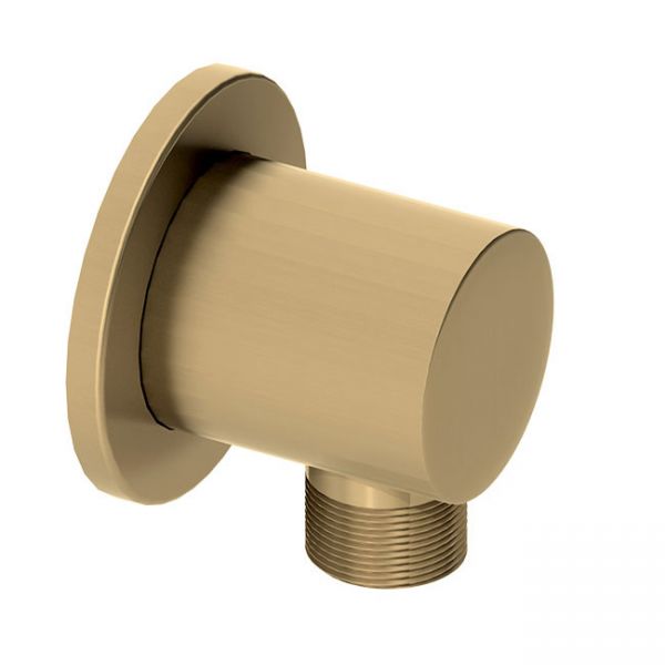 Abacus Brushed Brass Round Shower Wall Outlet Elbow