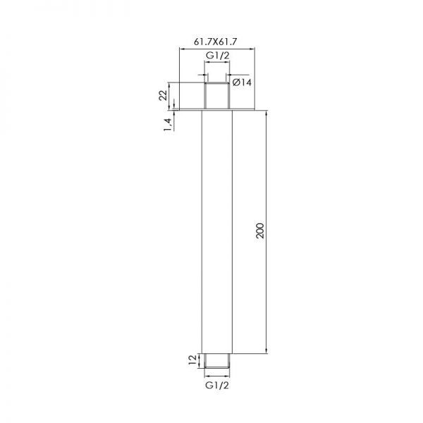 Abacus Anthracite 250mm Square Shower Head with Ceiling Mounted Shower Arm #2