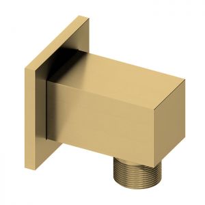Abacus Brushed Brass Square Shower Wall Outlet Elbow