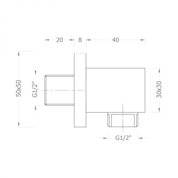 Abacus Chrome Square Shower Wall Outlet Elbow #2